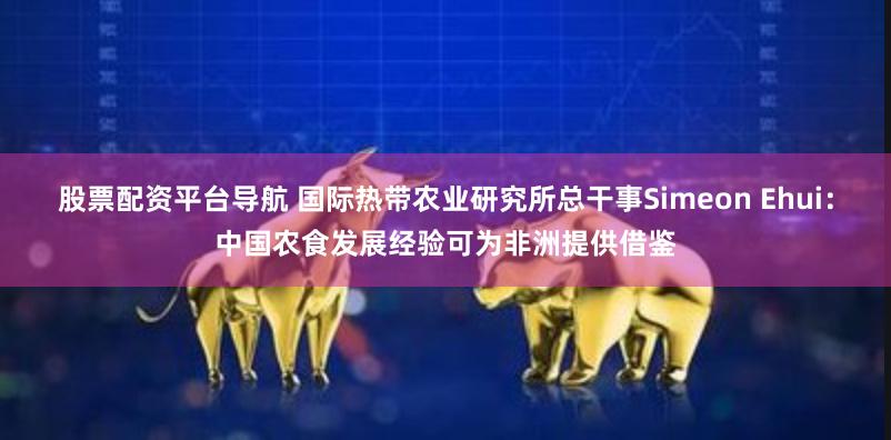 股票配资平台导航 国际热带农业研究所总干事Simeon Ehui：中国农食发展经验可为非洲提供借鉴